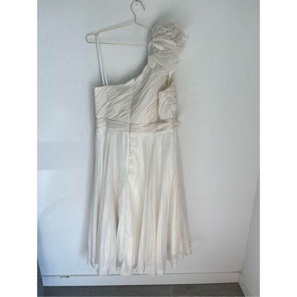 MAC DUGGAL Rosette One Shoulder Tea Length Dress Plus Size 16 - Picture 8 of 12